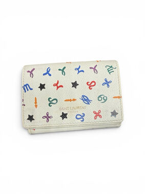 Saint Laurent Paris Zodiac Print Leather Trifold Wallet